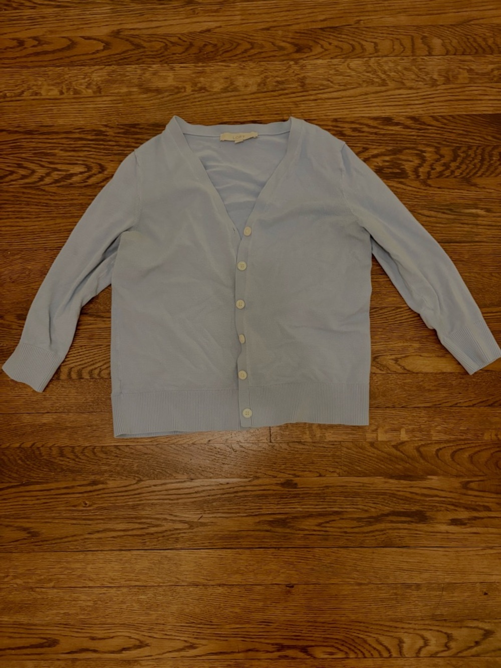LOFT Baby Blue V-Neck Cardigan L